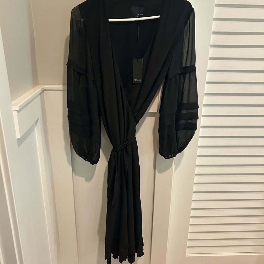 Greylin Black Sheer Dress